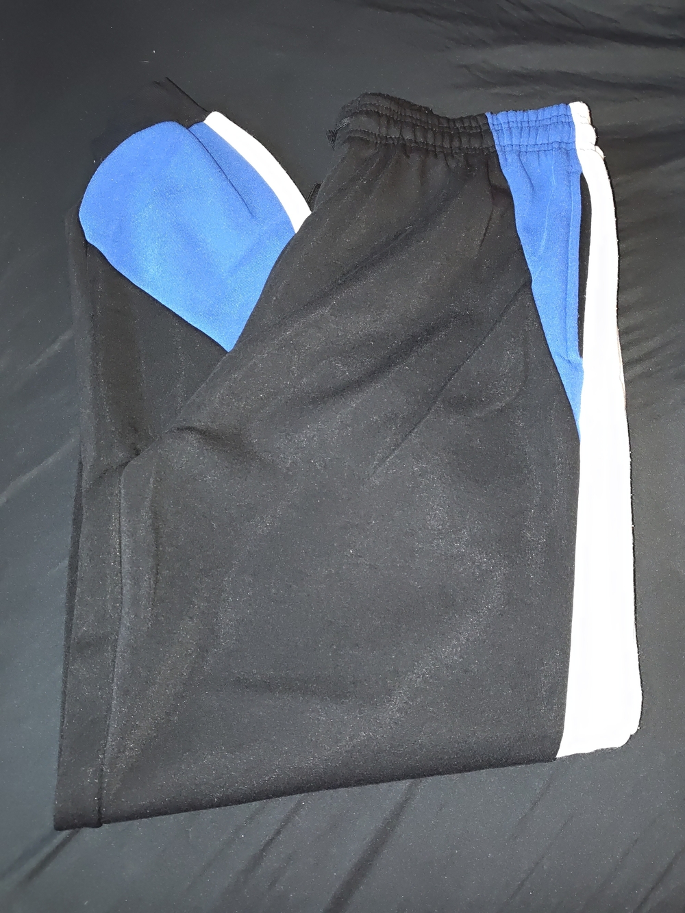 Men's Black Sweat Pants with Blue & White Side Panels